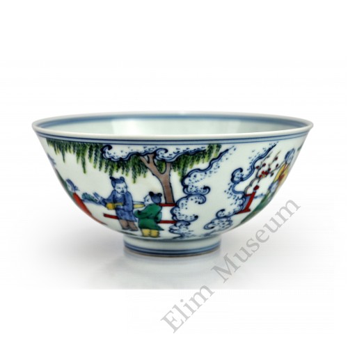 1457 A Ming Doucai painted sages bowl